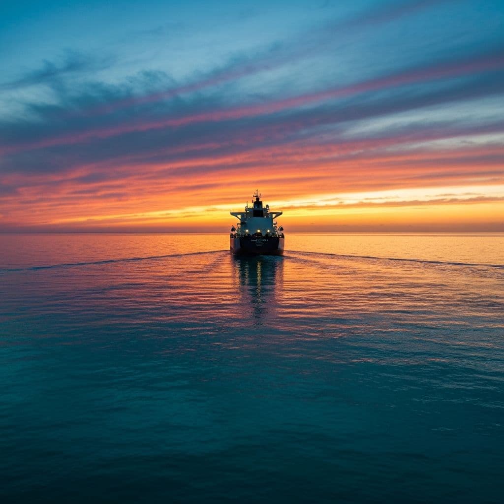 Cargo ship at sea